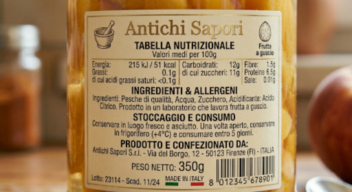 Il dettaglio della retro etichetta
