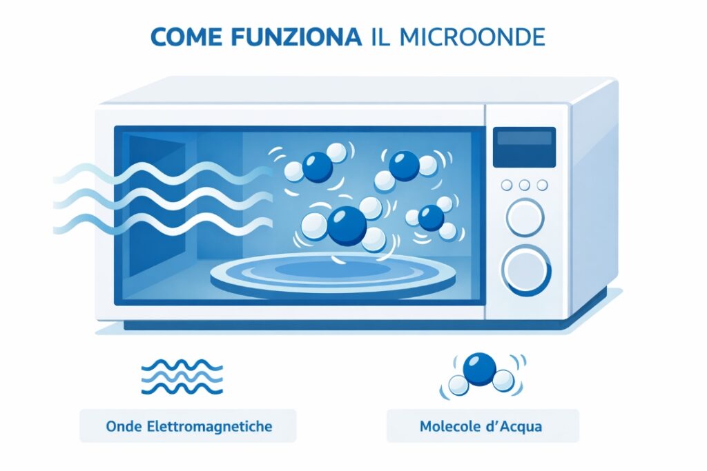 semplice funzionamento del forno al microonde