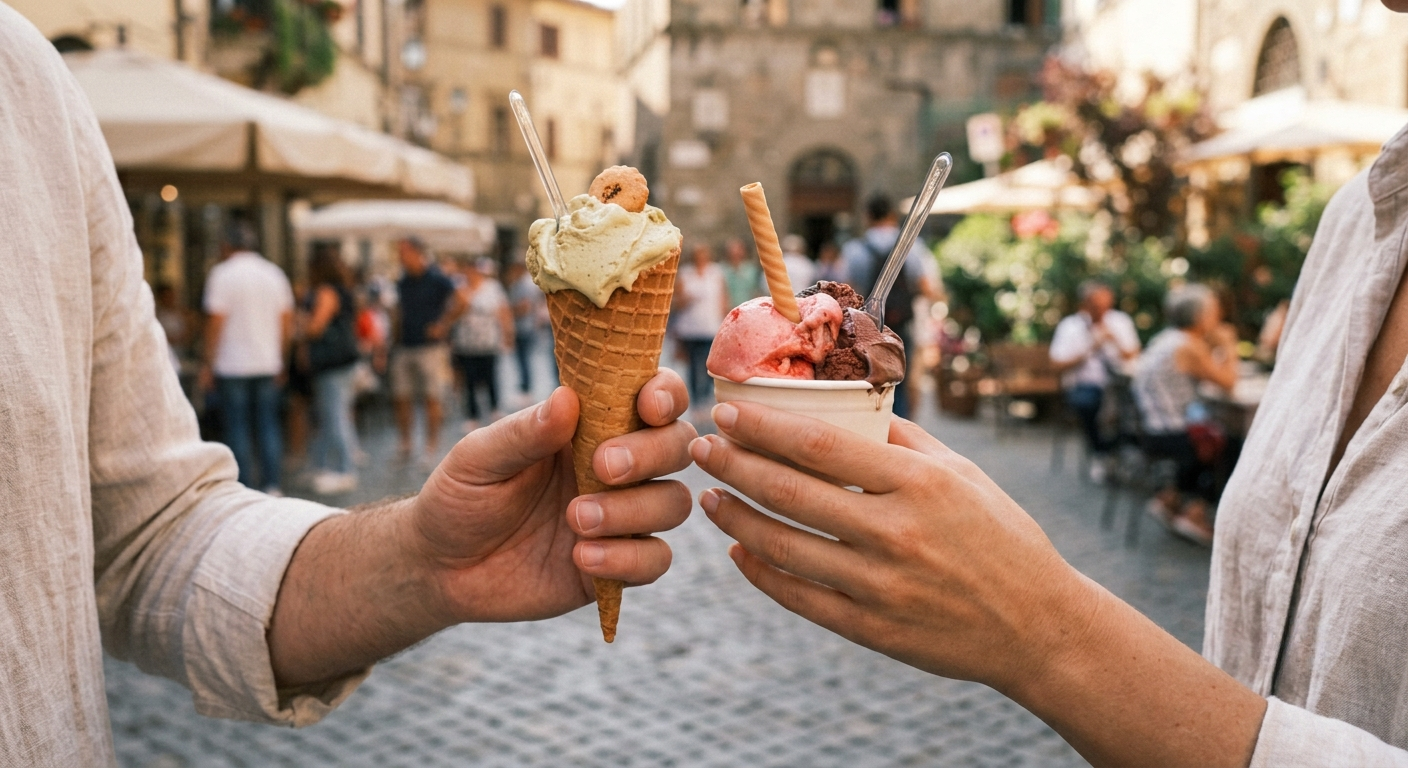 Alba e Due sorprese di Gelaterie: Il Gelatiere e Enrietto