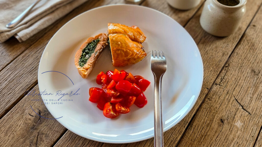 Tasca di salmone con spinaci